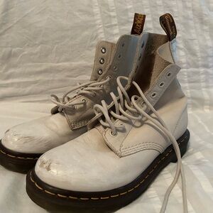 Dr. Martens Off-White Leather Boots sold as is